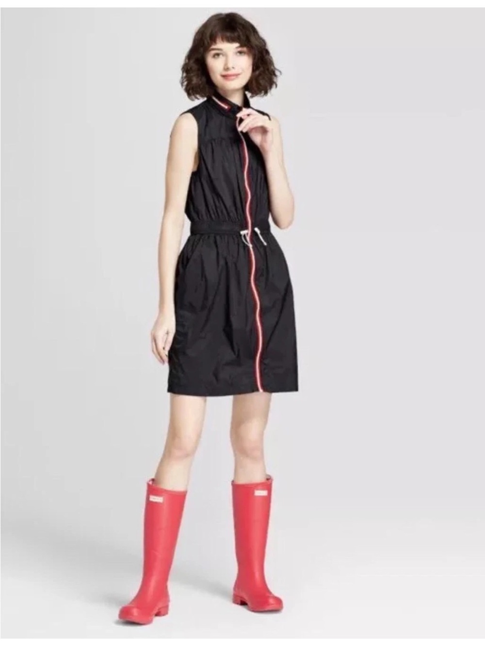 Hunter x Target Black Nylon Sleeveless Zip Rain Dress Size M